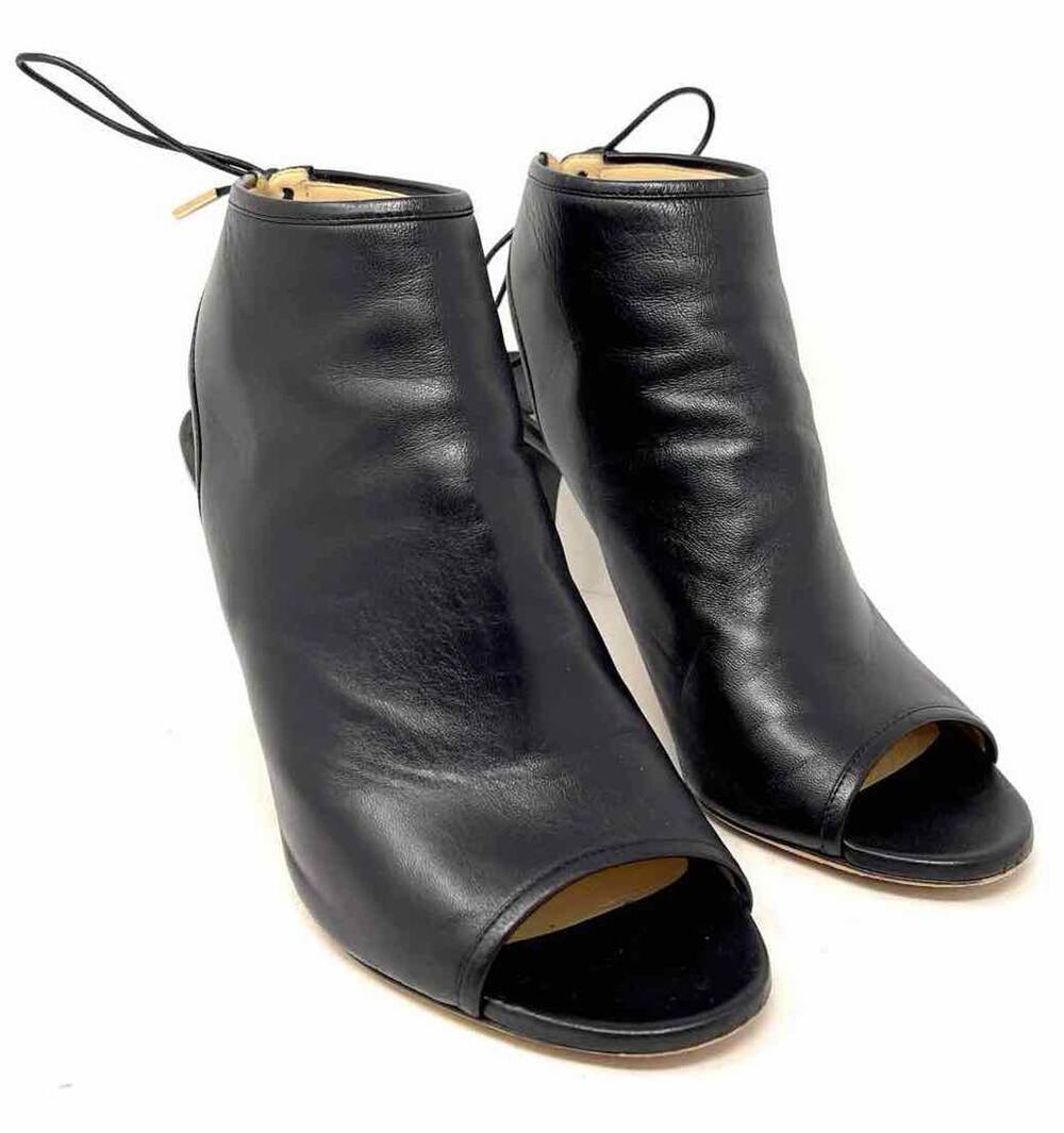 Jimmy Choo Size 9.5 Black Peep Toe Leather Shoes Shooties